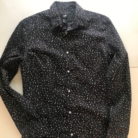 H&M Easy Iron Patterned Slim Fit Button Down Shirt
